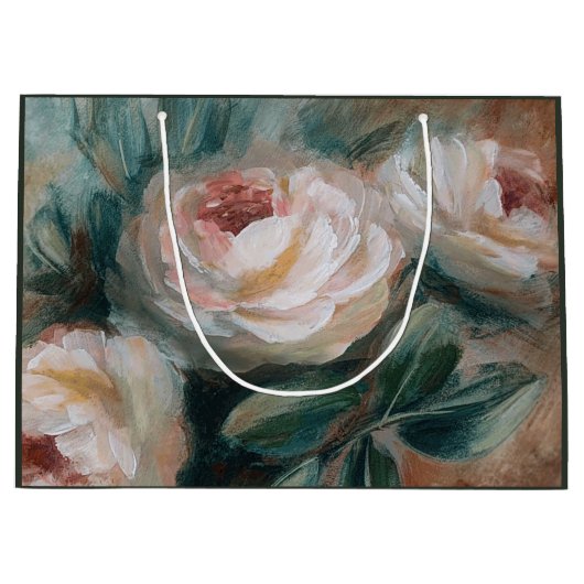 White Roses Große Geschenktüte (Vorderseite)