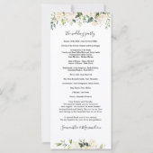 White Roses Grünpflanzen Hochzeitsprogramm (Rückseite)