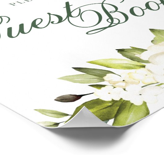White Roses Guest Book Sign Poster (Ecke)