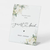 White Roses Guest Book Sign Sockelschild (Vorderseite)