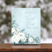 White Roses Hellebores Silver Wedding Guest Sign Fotodruck