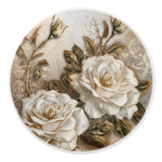 White Roses Keramikknauf (Vorderseite)