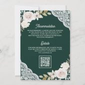 White Roses Lace Emerald QR Code muslimische Hochz Einladung (Rückseite)