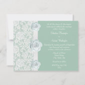 White Roses & Lace Mint Grüne Hochzeit Einladung (Rückseite)