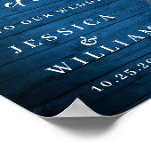 White Roses Lantern Blauer Wald Begrüßung Hochzeit Poster (Ecke)