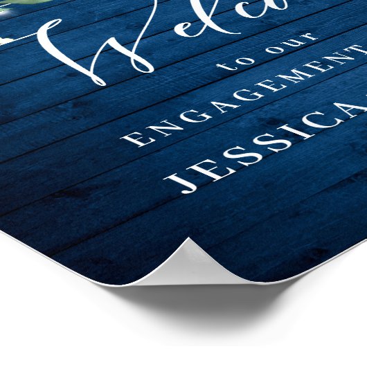 White Roses Lantern Blue Wood ENGAGEMENT PARTEI Poster (Ecke)