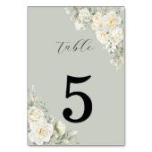 White Roses Light Green Table Number Tischnummer (Rückseite)
