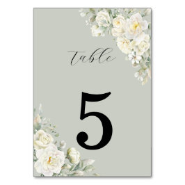 White Roses Light Green Table Number Tischnummer