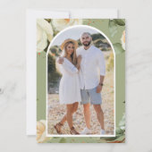 White Roses Mason Jar Foto Wood Wedding Save The Date (Rückseite)