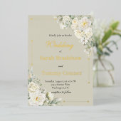 White Roses Modern Foil Wedding Invitation Folieneinladung (Stehend vorne)