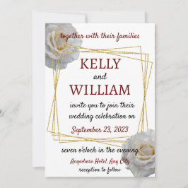 White Roses Moderne Blumenhochzeit Einladung