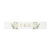 White Roses Monogram Wedding Einladung Bauchband Einladungsbanderole (Flach)