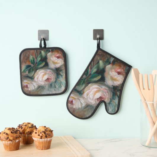 White Roses Ofenhandschuh & Topflappen-Set (Insitu (Hängend))