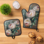 White Roses Ofenhandschuh & Topflappen-Set (Oben Unten)