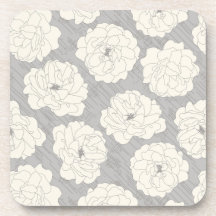 White Roses on Light Grey - seamless pattern.