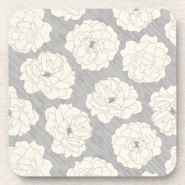 White Roses on Light Grey - seamless pattern.  Getränkeuntersetzer