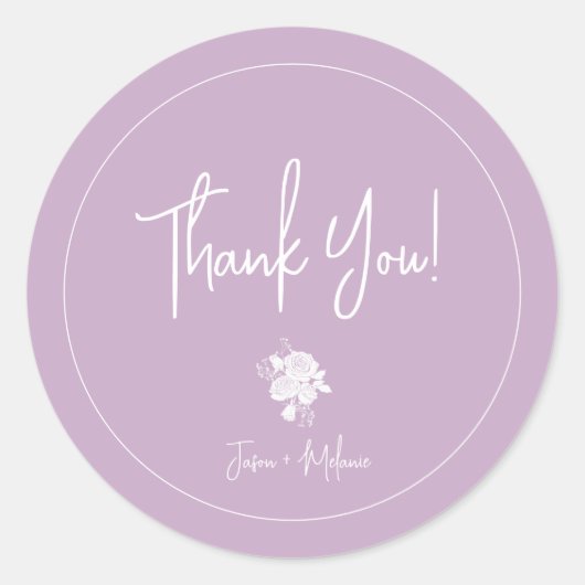 White Roses on Pink Wedding Danke Sticker (Vorderseite)