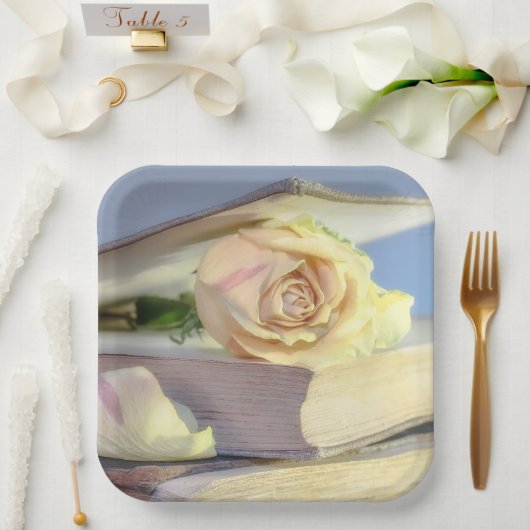 White Roses Pappteller (Hochzeit)