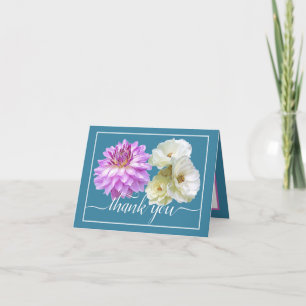 White Roses & Pink Dahlia Floral Bouquet Vielen Da Karte