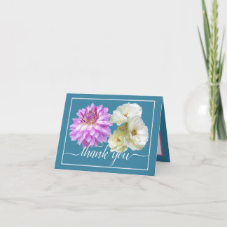White Roses & Pink Dahlia Floral Bouquet Vielen Da Karte