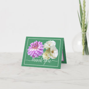 White Roses & Pink Dahlia Floral Bouquet Vielen Da Karte