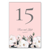 White Roses | Pink Wedding Tischnummer (Vorderseite)
