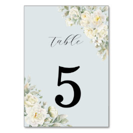 White Roses Powder Blue Table Number Tischnummer