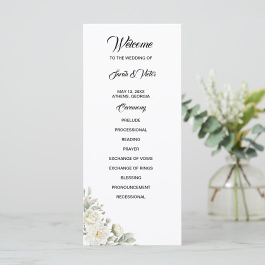 White Roses Program Card (Stehend Vorderseite)