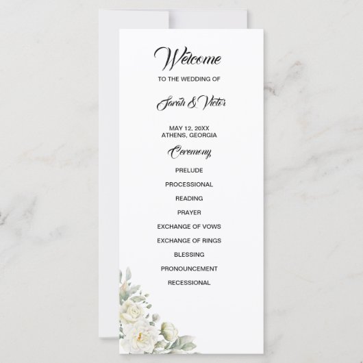 White Roses Program Card (Vorderseite)