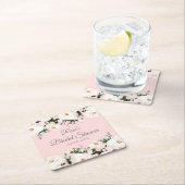 White Roses | Rosa Brautparty Rechteckiger Pappuntersetzer (Vor Ort)