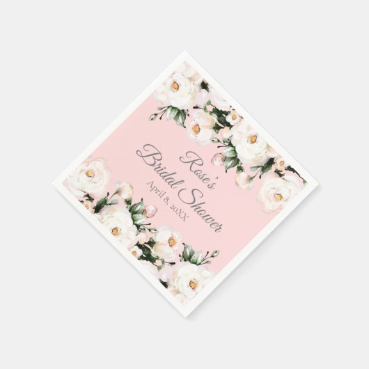 White Roses | Rosa Brautparty Serviette (Ecke)