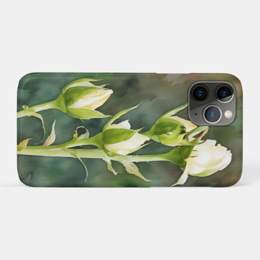 White Roses Rose Buds Art Phone Case (Rückseite (Horizontal))