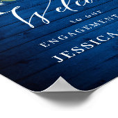 White Roses Royal Blue Wood ENGAGEMENT PARTEI Poster (Ecke)