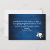 White Roses Royal Blue Wood Lantern Boho Wedding Dankeskarte (Rückseite)