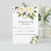 White Roses RSVP Karte (Stehend Vorderseite)