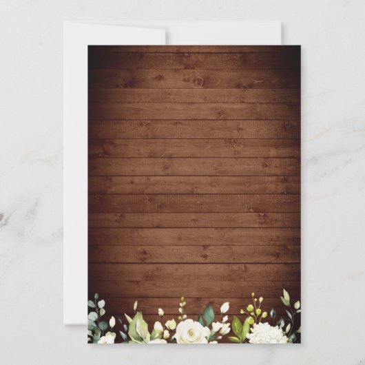 White Roses Rustic Wood Lantern Wasserfarbe Hochze Einladung (Rückseite)