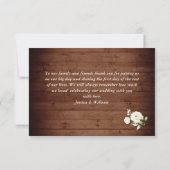 White Roses Rustic Wood Lantern Wedding Dankeskarte (Rückseite)