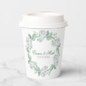 White Roses - Save the Date Paper Cup Pappbecher (Rückseite)