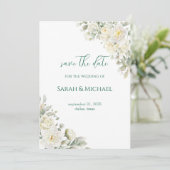 White Roses Save the date Wedding Announcement (Stehend Vorderseite)
