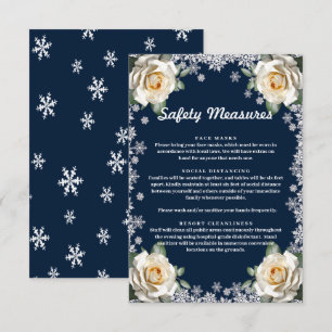 White Roses Snowflags Weihnachtssicherheitsmaßnahm Begleitkarte