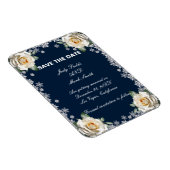 White Roses Snowflakes Weihnachten Save the Date Magnet (Rechte Seite)