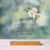 White roses Spring Floral Romantic Wedding Acrylschild (Neutral)