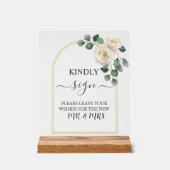 White roses Spring Floral Romantic Wedding Acrylschild (Vorderseite)