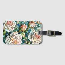 White Roses Stained Glass Mosaic