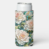 White Roses Stained Glass Mosaic Selters Dosenkühler (Seltzer Rückseite)