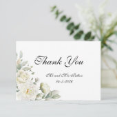 White Roses Thank You card Dankeskarte (Stehend Vorderseite)