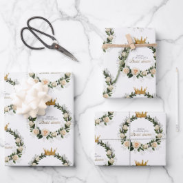 White Roses Thank You for Celebrating with Us Geschenkpapier Set