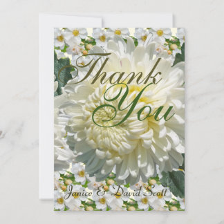 White Roses und Chrysanthemum Wedding Vielen Dank Dankeskarte