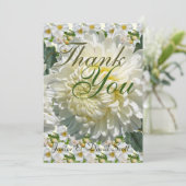 White Roses und Chrysanthemum Wedding Vielen Dank Dankeskarte (Stehend Vorderseite)