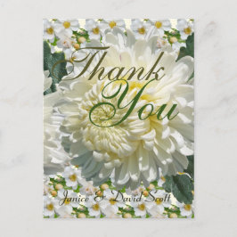 White Roses und Chrysanthemum Wedding Vielen Dank Postkarte